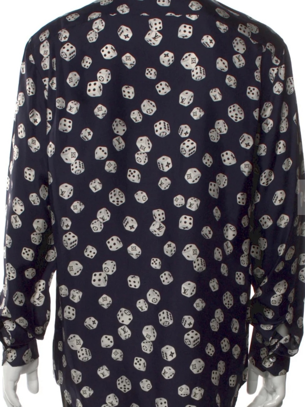 Louis Vuitton Navy Button-Down Shirt with White Dice Print